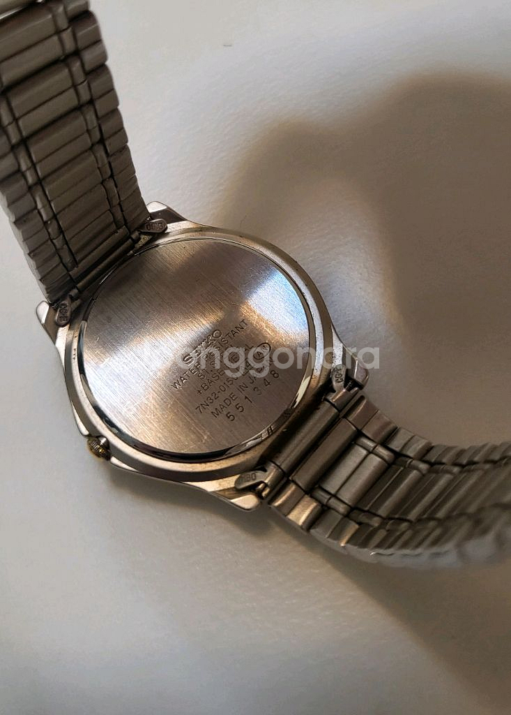 세이코 SEIKO 쿼츠 남성 콤비 가죽시계 남자 손목--6