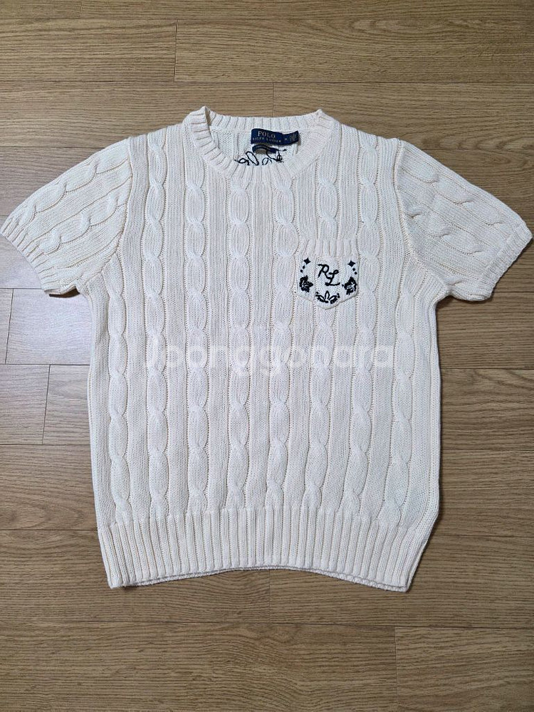 폴로 반팔 자수 니트 M--1