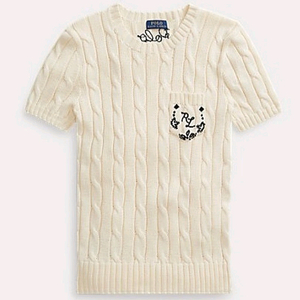 폴로 반팔 자수 니트 M