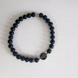 무광오닉스(Onyx) 십자가 약 6mm 팔찌