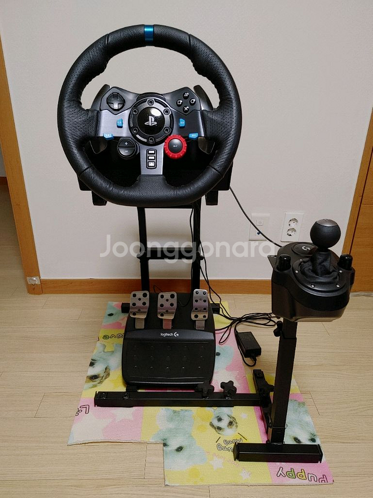 로지텍 G29 레이싱 휠 + 쉬프터 + 거치대 세트--0
