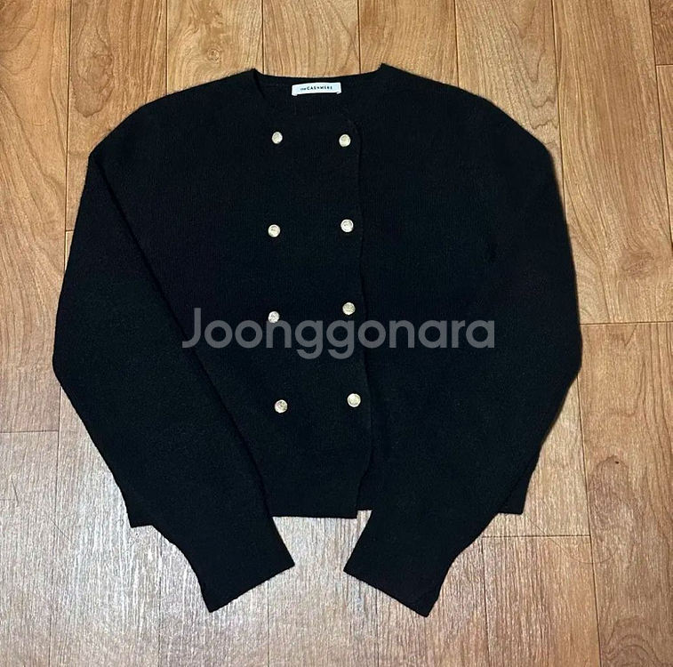 더캐시미어 캐시미어 블렌드 더블 니트 자켓 - 블랙--8