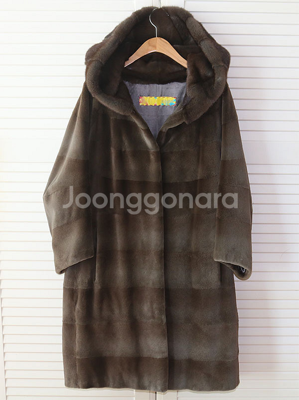 사바띠에 쉬어드 후드밍크코트--0