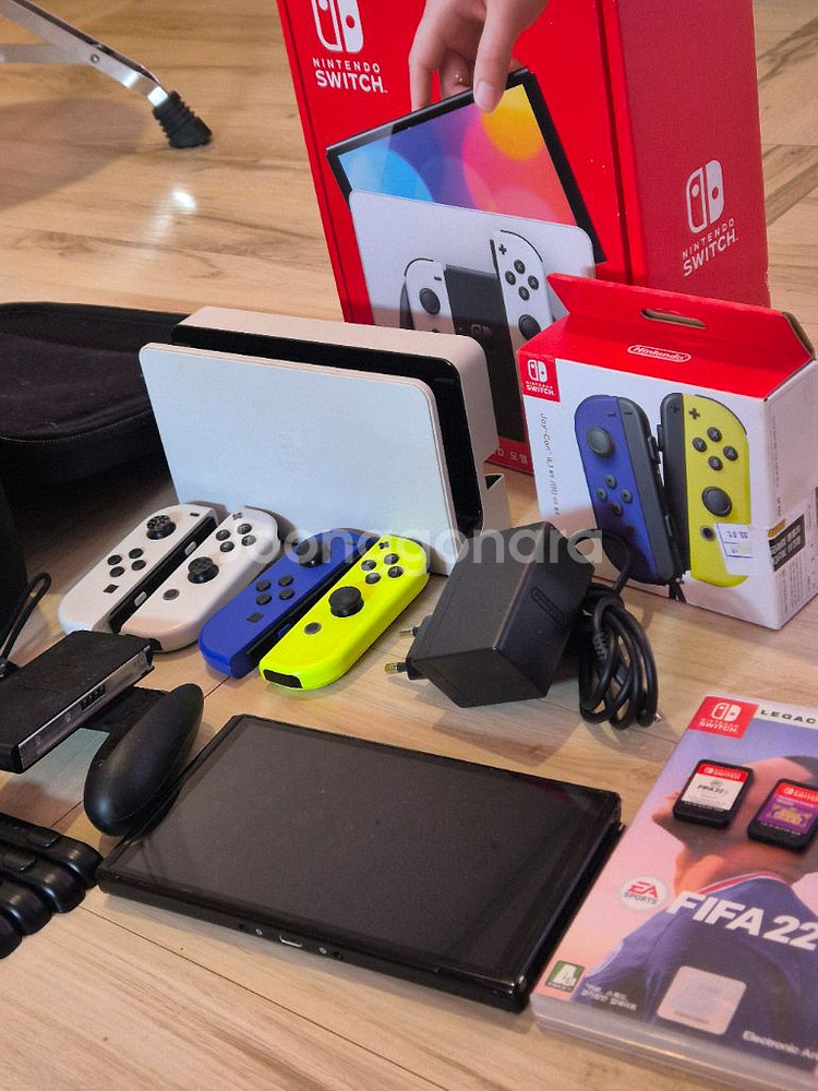 닌텐도 oled 화이트 풀박스+칩,조이스틱,대형케이스--0