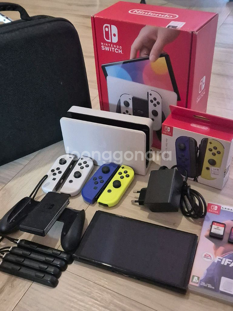 닌텐도 oled 화이트 풀박스+칩,조이스틱,대형케이스--2