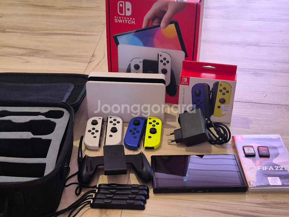 닌텐도 oled 화이트 풀박스+칩,조이스틱,대형케이스--1