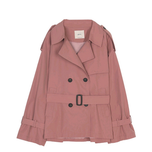 로엠 숏 트렌치 코트 자켓 말린 장미 핑크