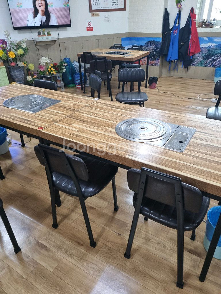 4인 고기집식당 부르스타 테이블 의자세트--4