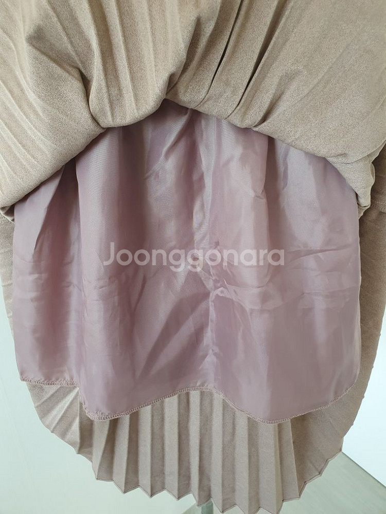 (상태좋음)스웨이드, 세무 주름스커트 55~66--5