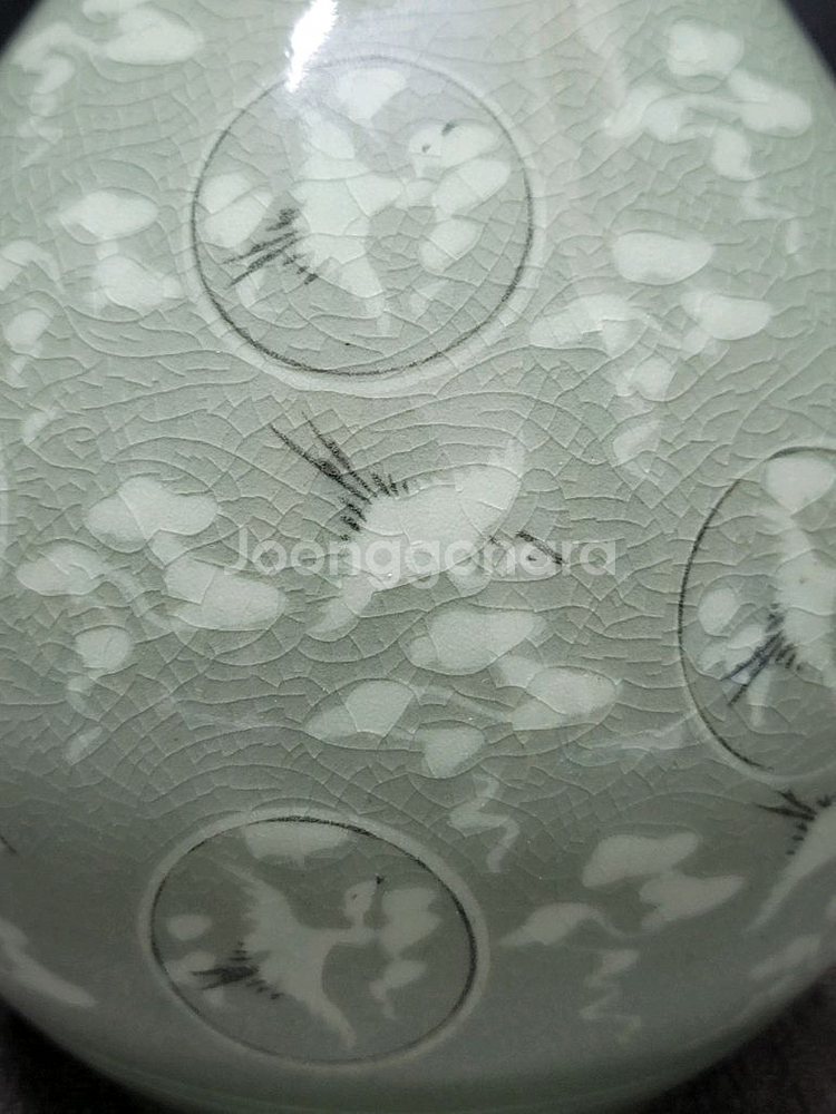 조경요 조경수선생 초기작품 청자 운학문 주병--1