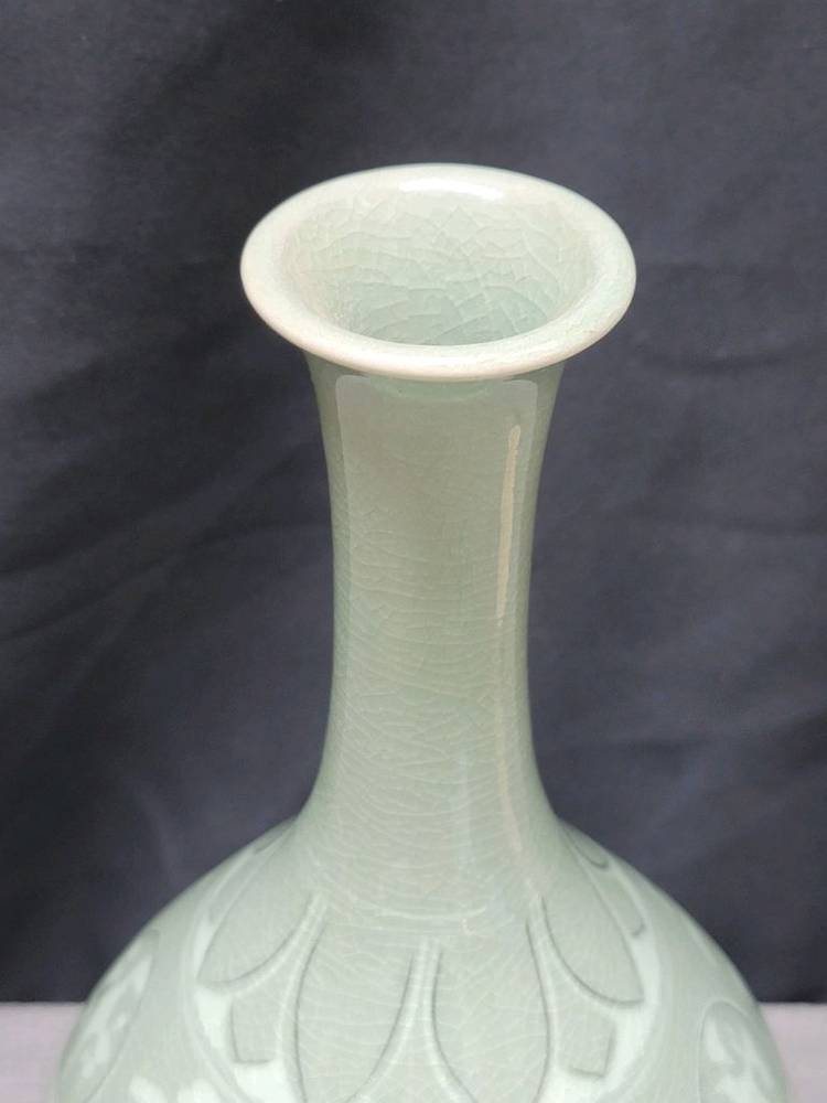 조경요 조경수선생 초기작품 청자 운학문 주병--2