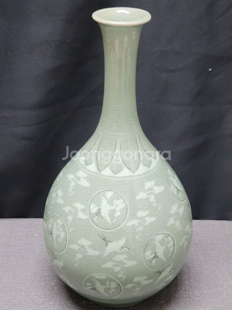 조경요 조경수선생 초기작품 청자 운학문 주병--5