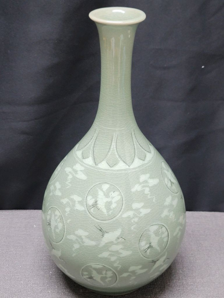 조경요 조경수선생 초기작품 청자 운학문 주병--5