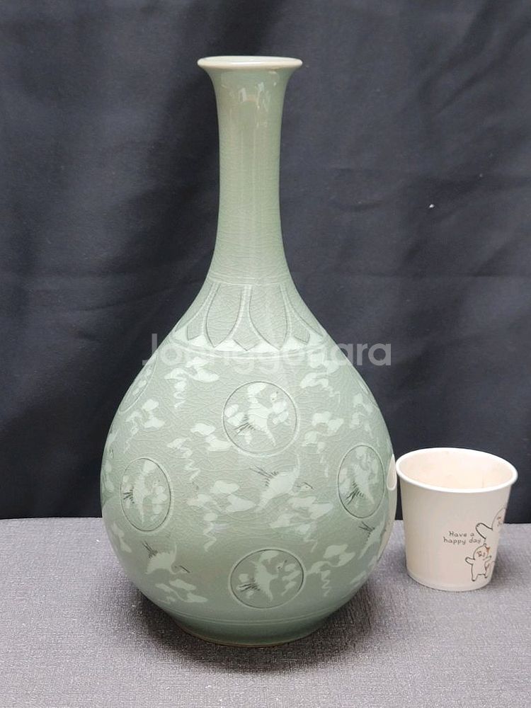 조경요 조경수선생 초기작품 청자 운학문 주병--6