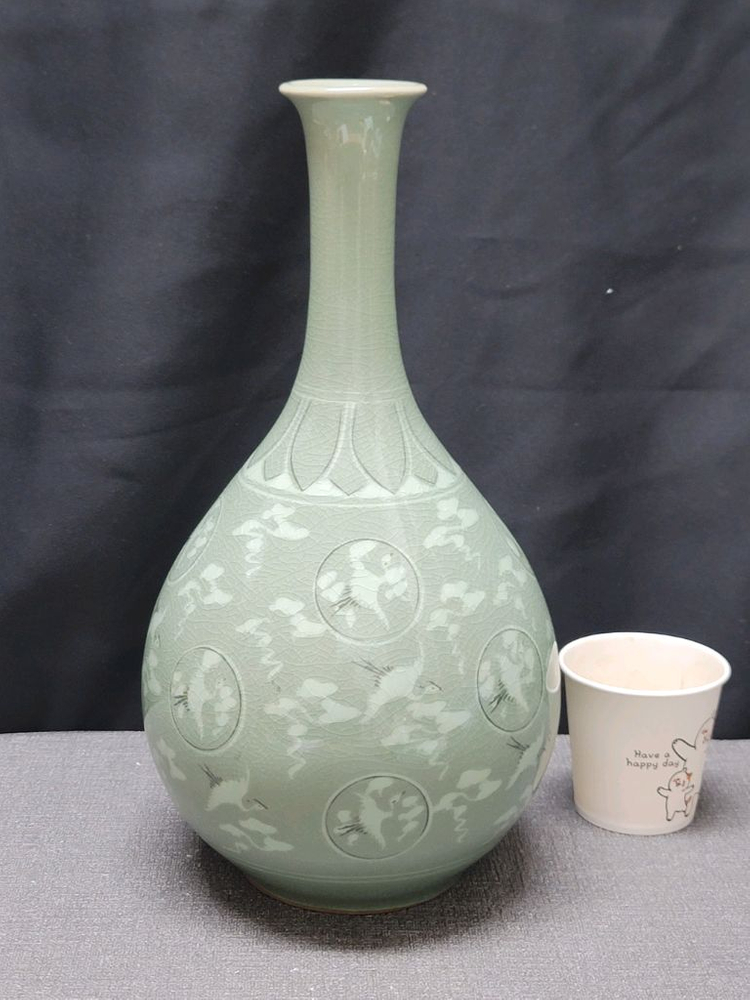 조경요 조경수선생 초기작품 청자 운학문 주병--6