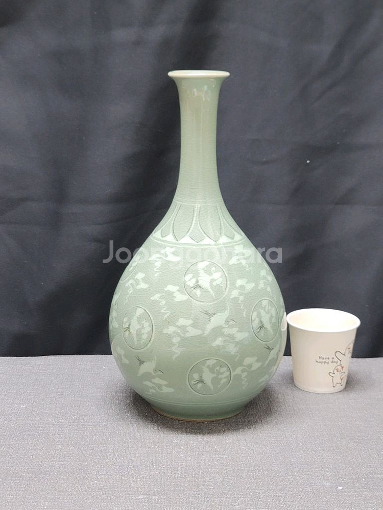 조경요 조경수선생 초기작품 청자 운학문 주병--7