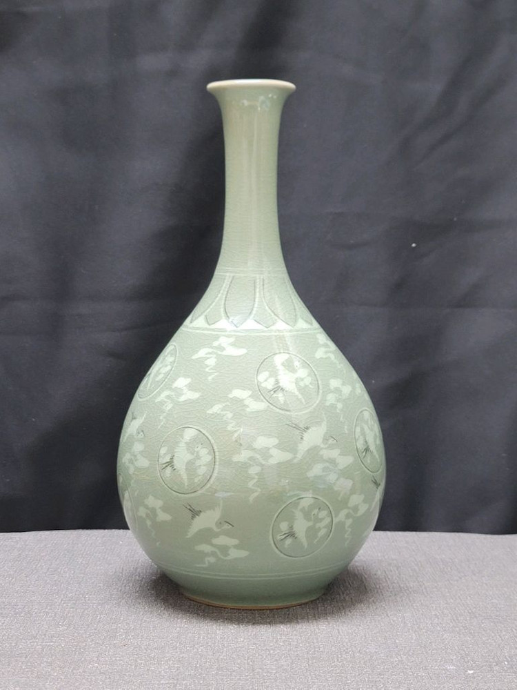 조경요 조경수선생 초기작품 청자 운학문 주병--9