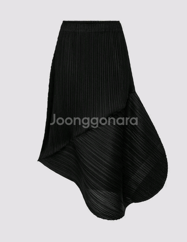 플리츠플리즈 스커트 피넛 스커트 블랙 F사이즈--0