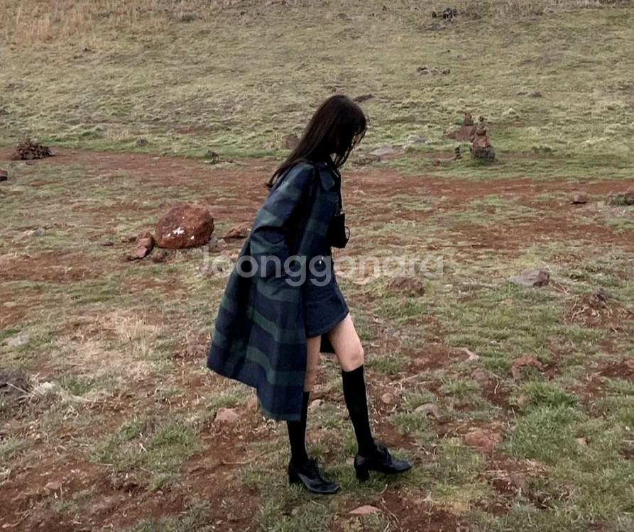 프레쉬라벨 마르니트렌치 타탄체크 롱기장--0