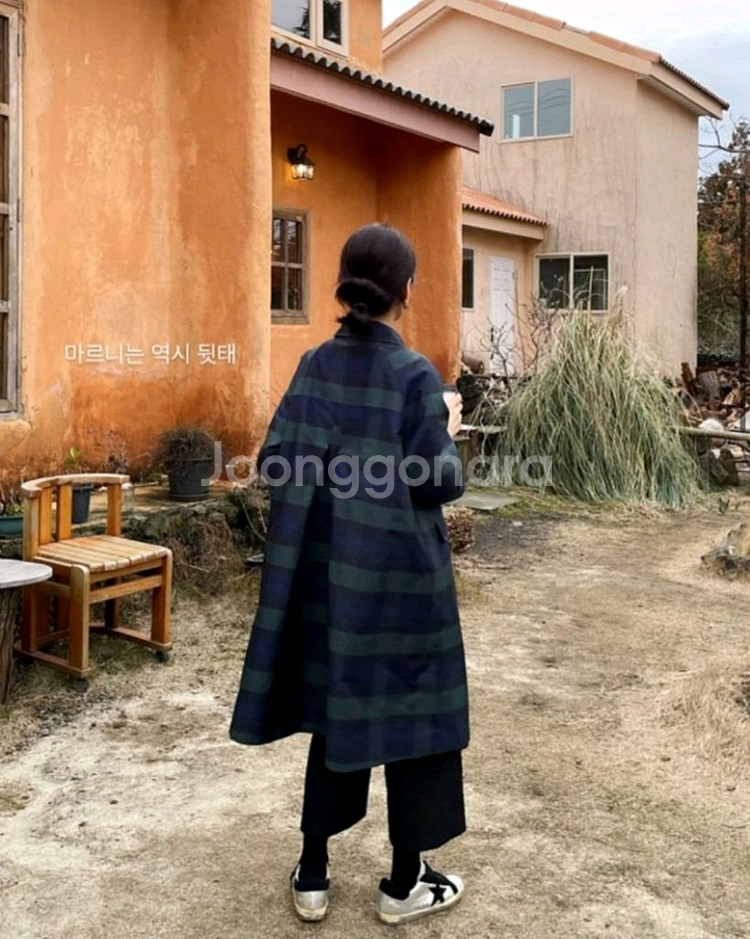 프레쉬라벨 마르니트렌치 타탄체크 롱기장--1