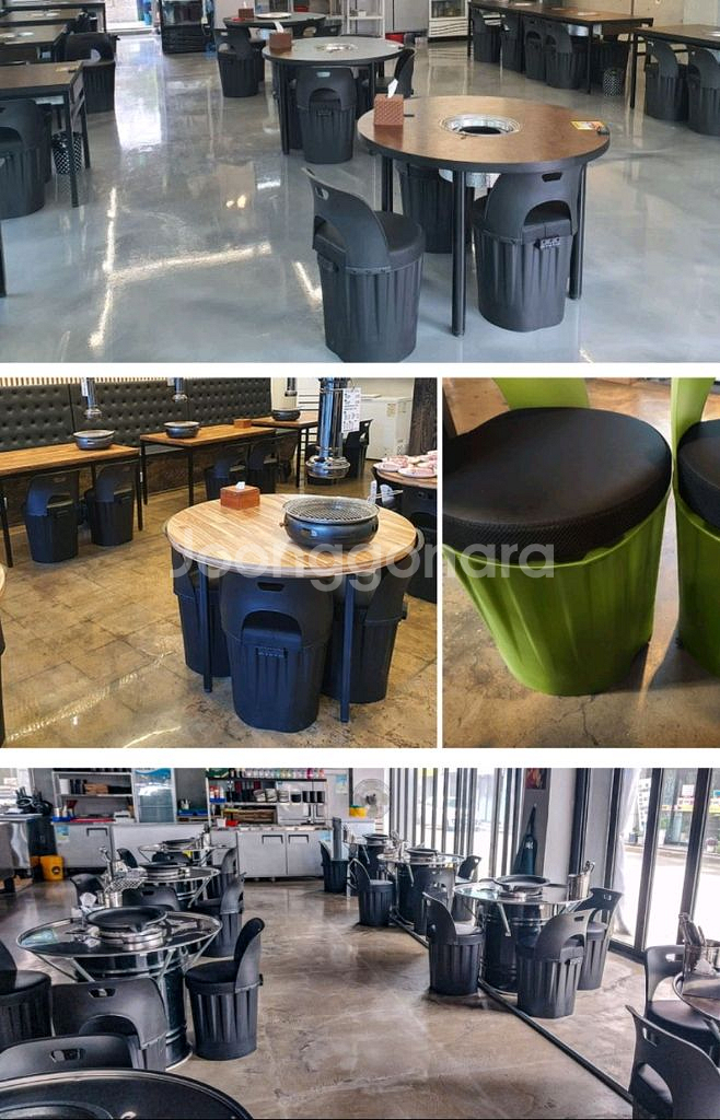 [최저가]스툴 원형 깡통 드럼통 고깃집 수납 식탁 의자--6