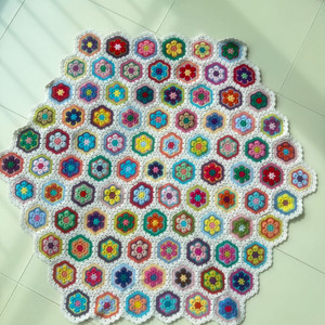 손뜨개 니트 크로쉐 꽃 모티브 블랭킷