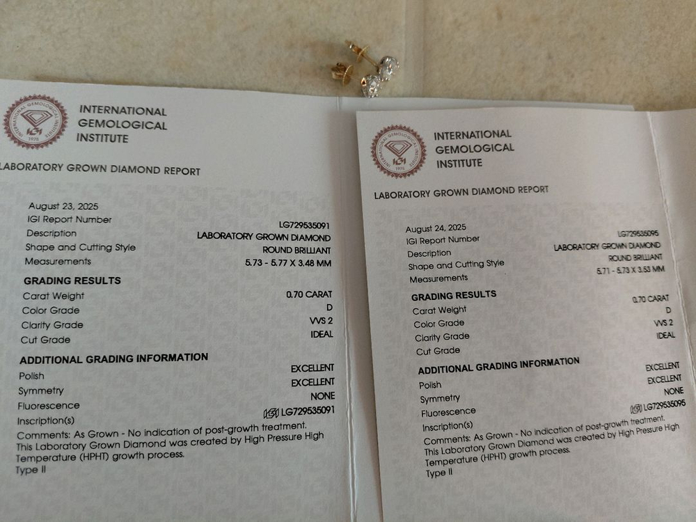 랩다이아 귀걸이 7부 14K--1