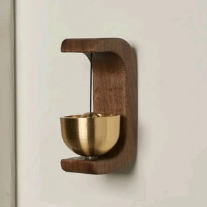 호두나무 우드 황동 도어벨