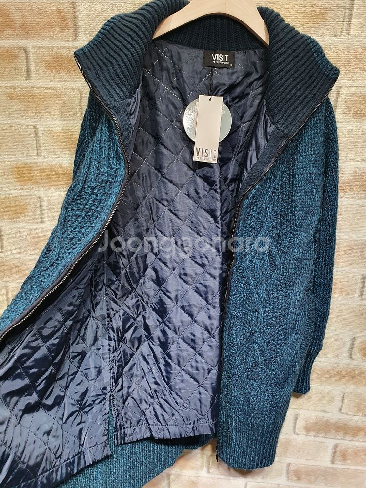 택부착 비지트인뉴욕정품 울알파카 누빔안감 롱집업66마른--3