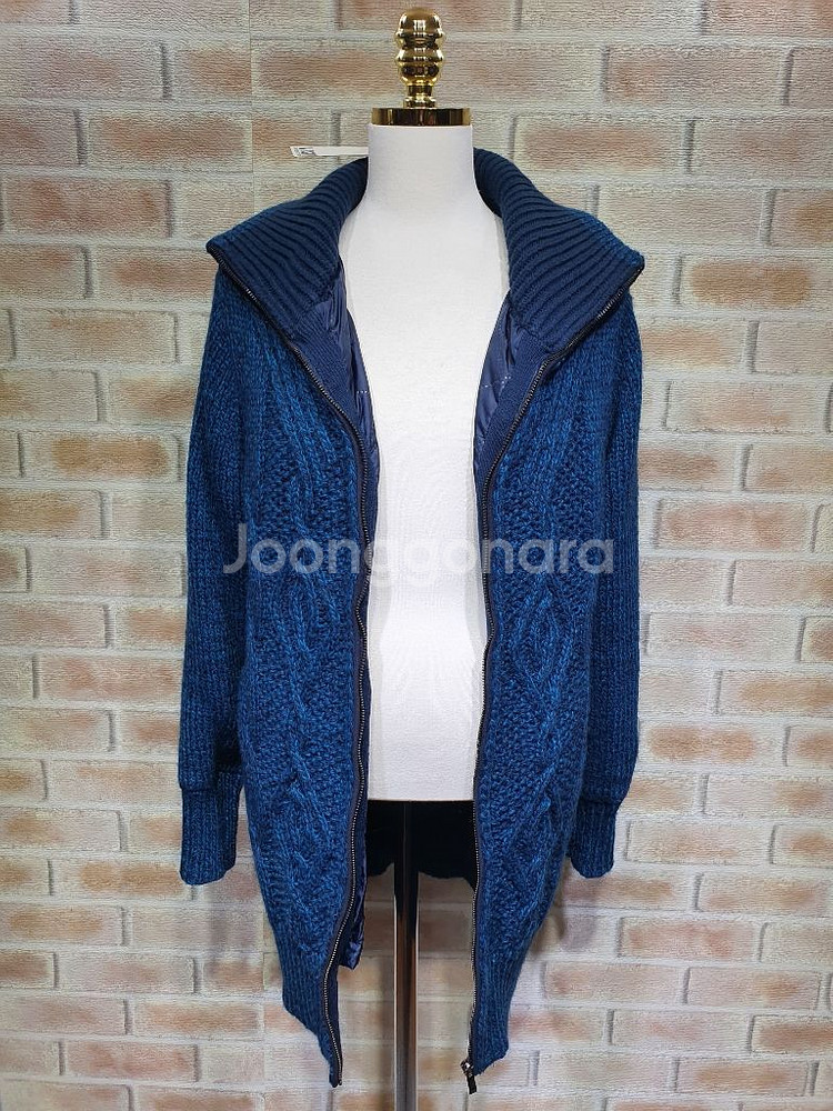 택부착 비지트인뉴욕정품 울알파카 누빔안감 롱집업66마른--6