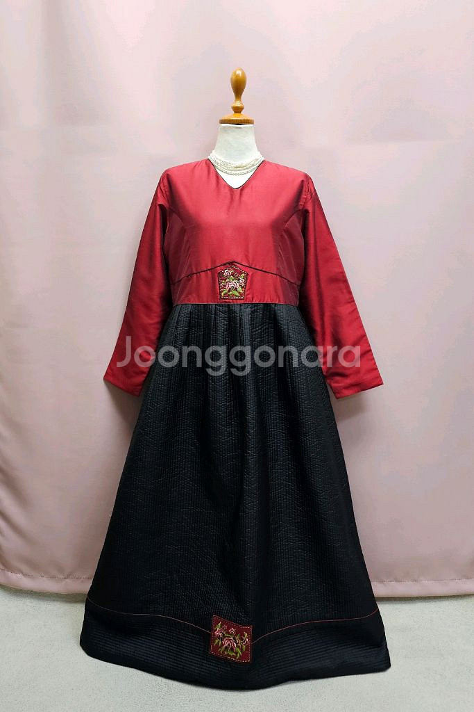 고퀄리티 누비 누빔 생활한복 원피스 자켓 세트 택포--1