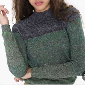 아메리칸어패럴 배색 하프 터틀넥 - 다크그레이 그린