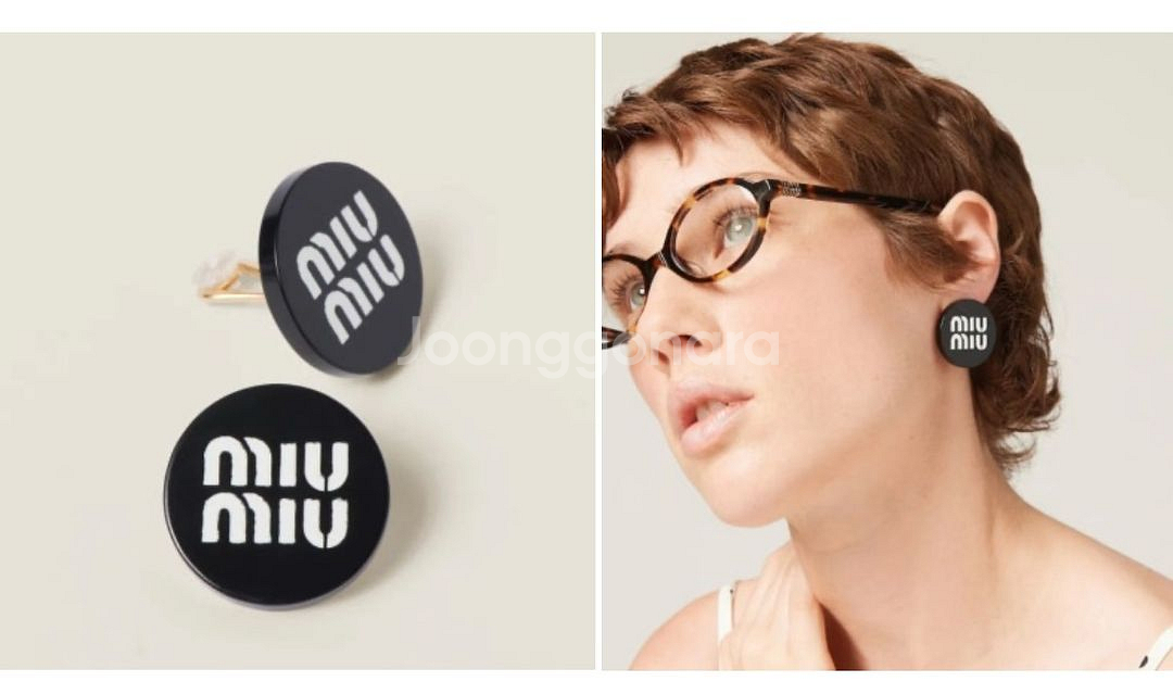 정품 MIUMIU 미우미우 귀걸이 파우치 포함--0