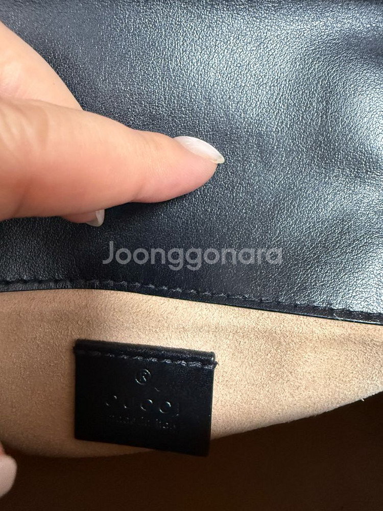구찌 마몽 탑핸들백 블랙 미니 블랙 마틀라세 레더 GG--9