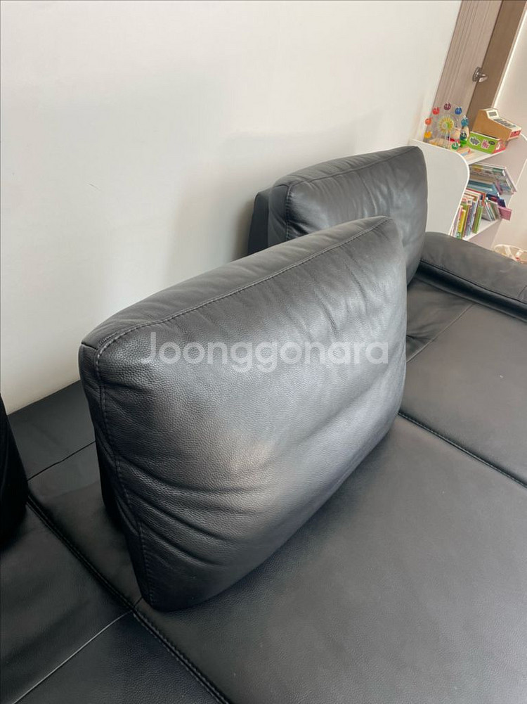 자코모 천연 가죽 4인용 소파 / 블랙 / 상태 최상--4
