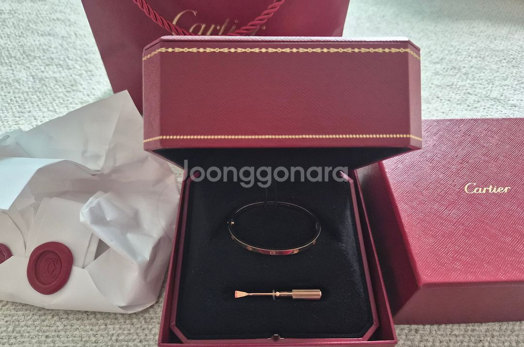 까르띠에 러브팔찌 스몰 로즈골드 16호--2