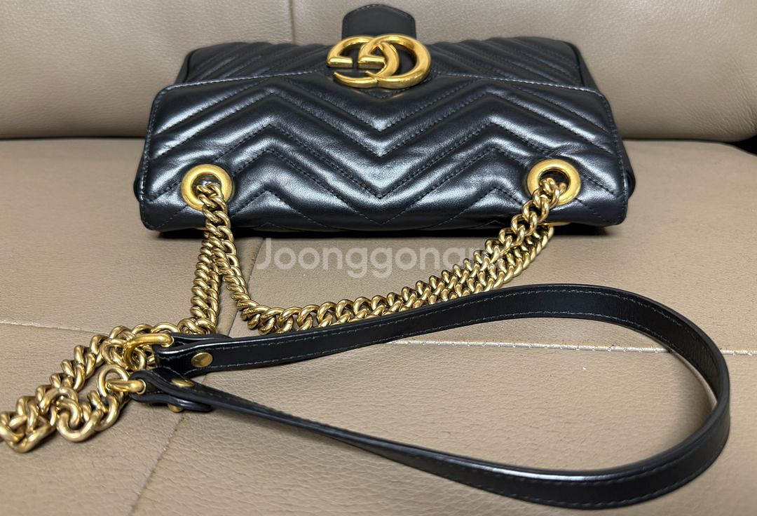 구찌 GG 마몽 마틀라세 체인 숄더백 스몰 블랙--7