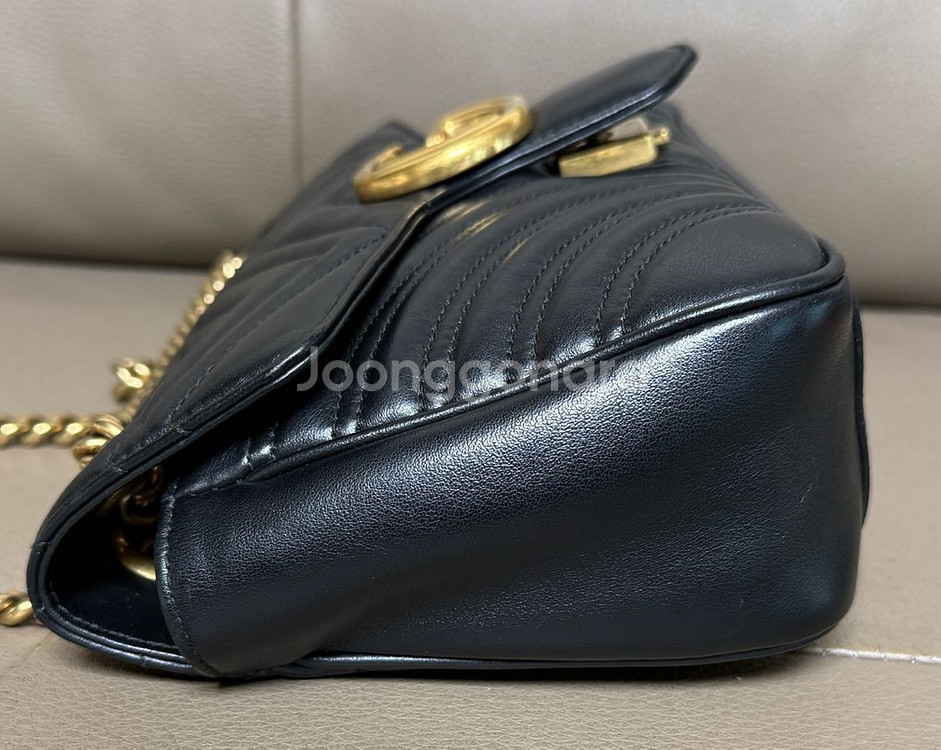 구찌 GG 마몽 마틀라세 체인 숄더백 스몰 블랙--4