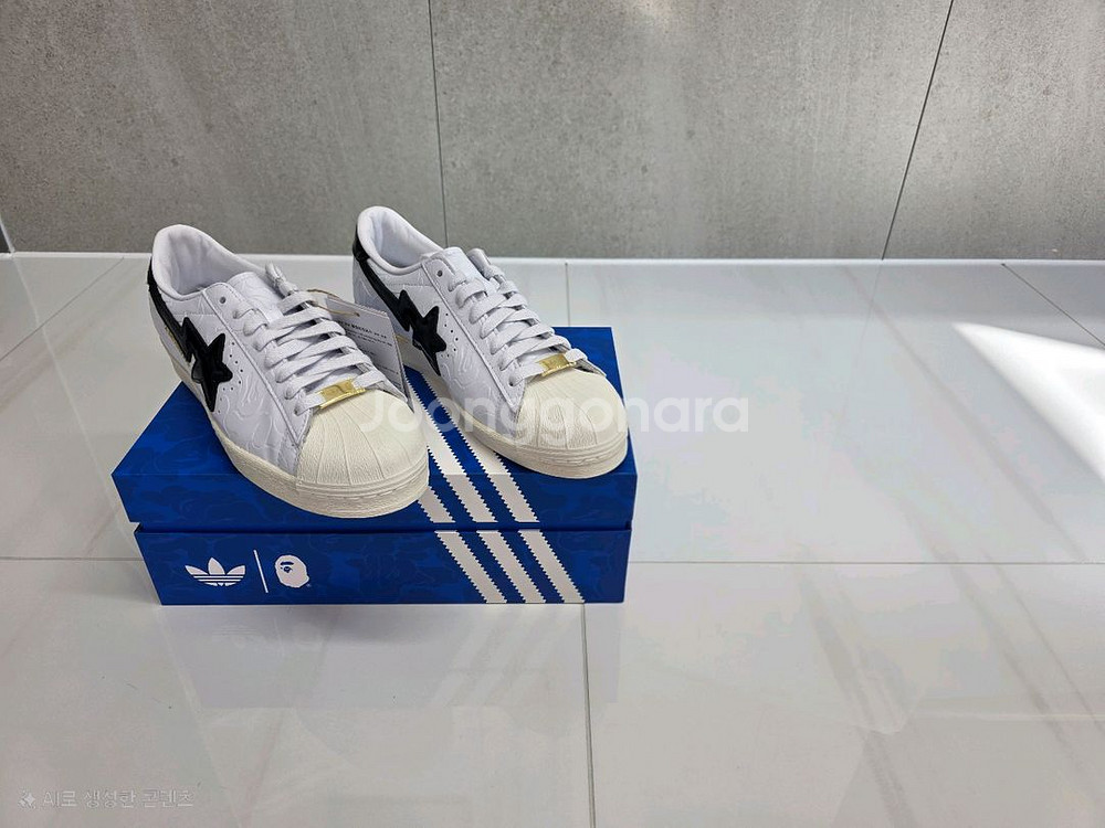 아디다스x베이프 슈퍼스타 빈티지 클라우드 화이트 블랙--0