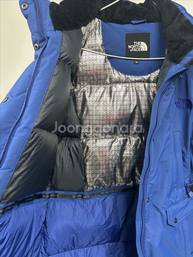 노스페이스 여성 덕다운 롱패딩 90 파란색--4