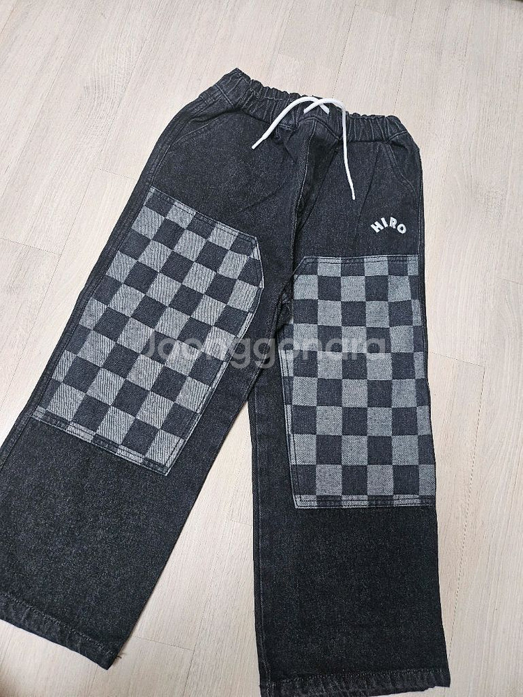 히로 더블체커데님 블랙130--0