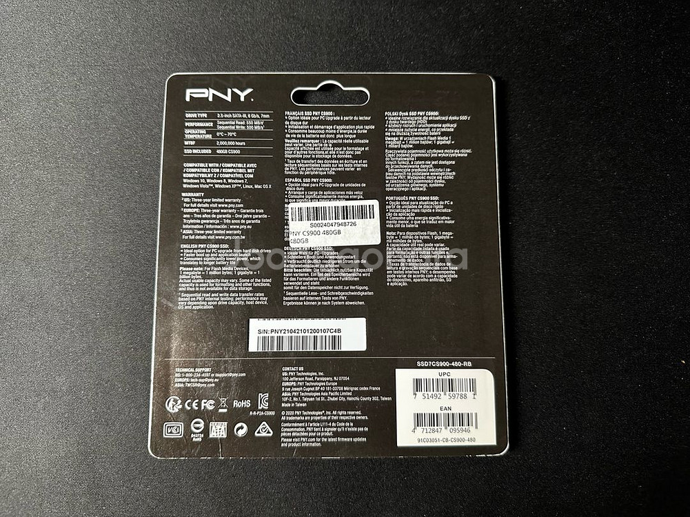 PNY SATA SSD 480GB 미사용품 판매--1