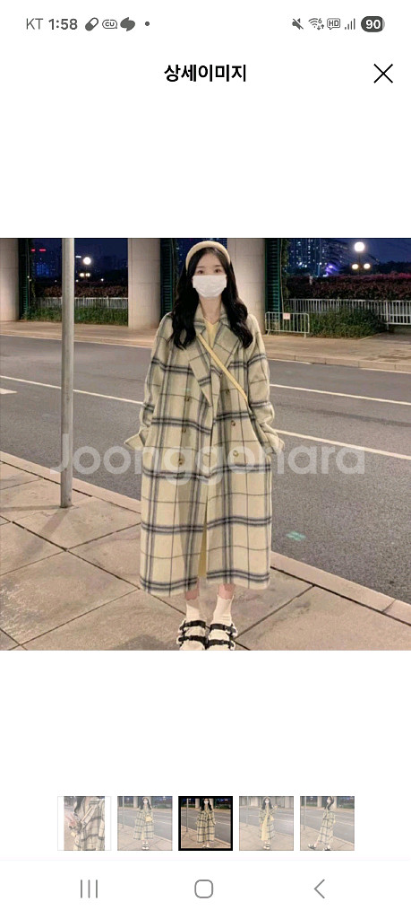 체크 탄탄코트--0