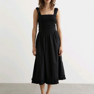 GANNI 가니 오가닉 코튼 포플린 스모크 드레스