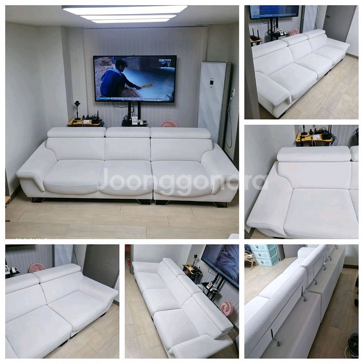 화이트 패브릭 3~4인용 소파--0