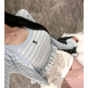 스트라이프 cd 긴팔니트 가디건 세트 수입의류