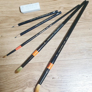 화홍 수채화 붓 3종(4, 14, 18) 미술 그림 연 이미지