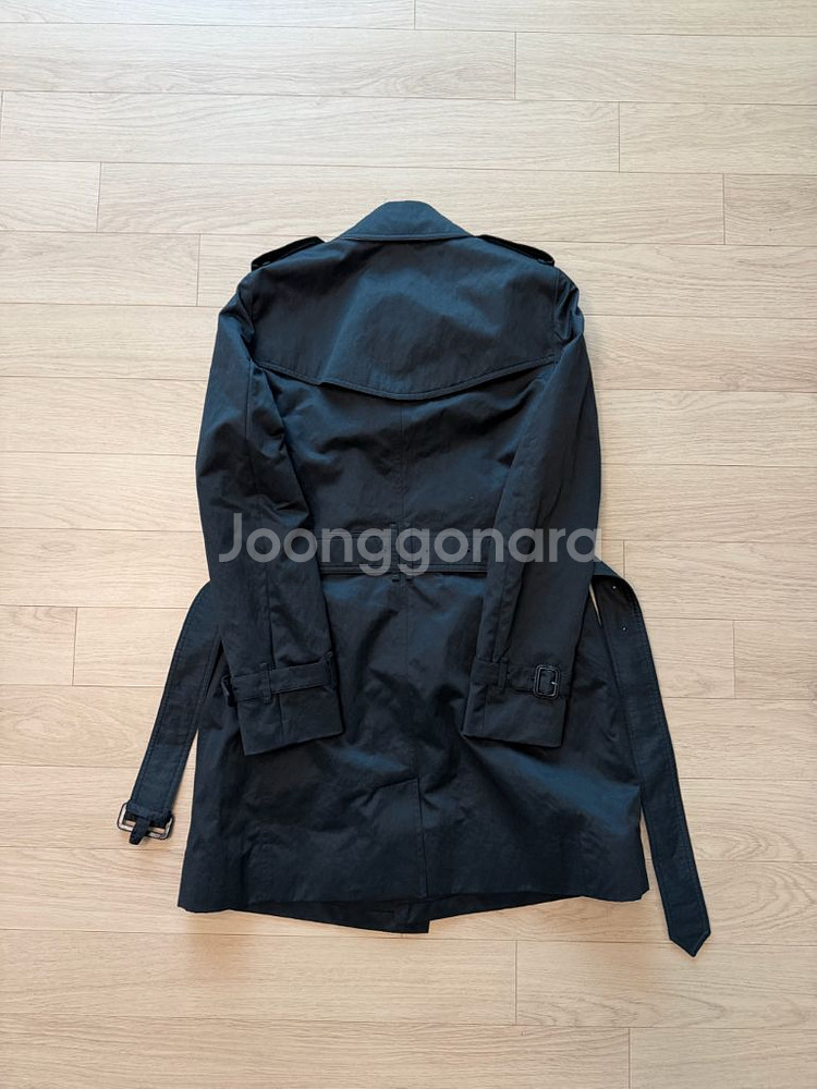 버버리 히본 미드 코튼 트렌치 코트 블랙--1