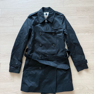 버버리 히본 미드 코튼 트렌치 코트 블랙