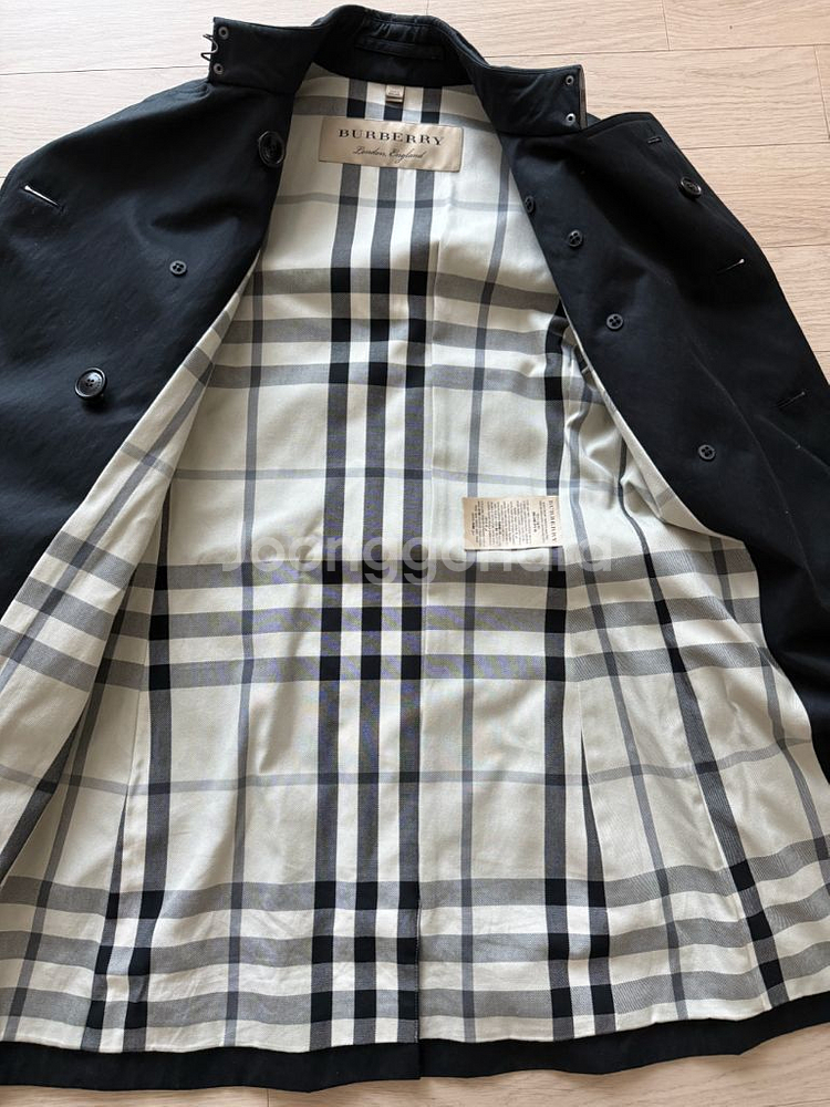 버버리 히본 미드 코튼 트렌치 코트 블랙--4